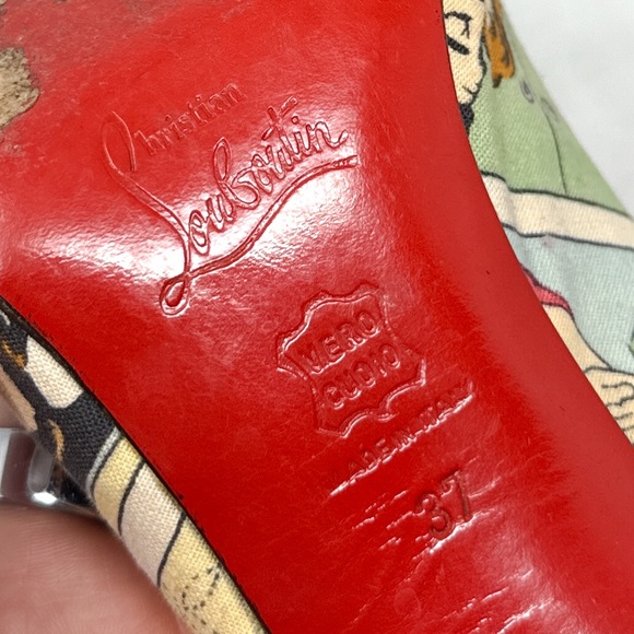 Christian Louboutin Vintage Retro Comic Print Slingback Pointed Toe Pumps Heels - Picture 12 of 15